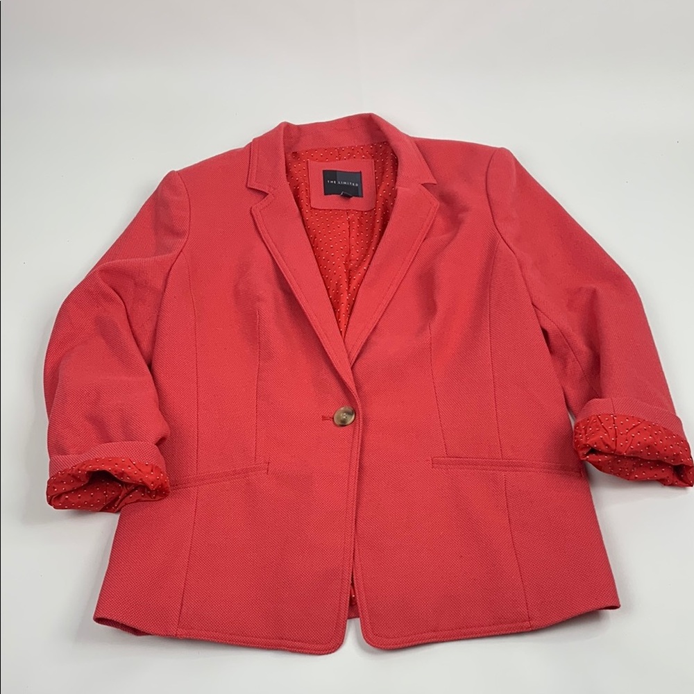 The Limited Blazer Jacket Women's Medium Pinkish Red Color Satin Lined Button